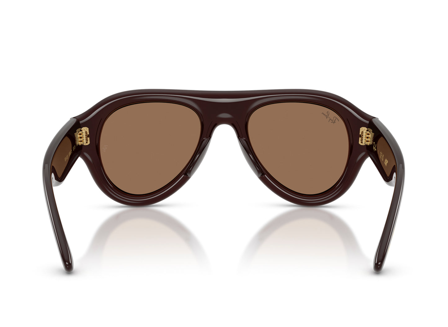 Ray Ban A$AP Rocky Aviator Puffer Sunglasses in Transparent Dark Brown w/ Dark Brown PA Bio — view 3