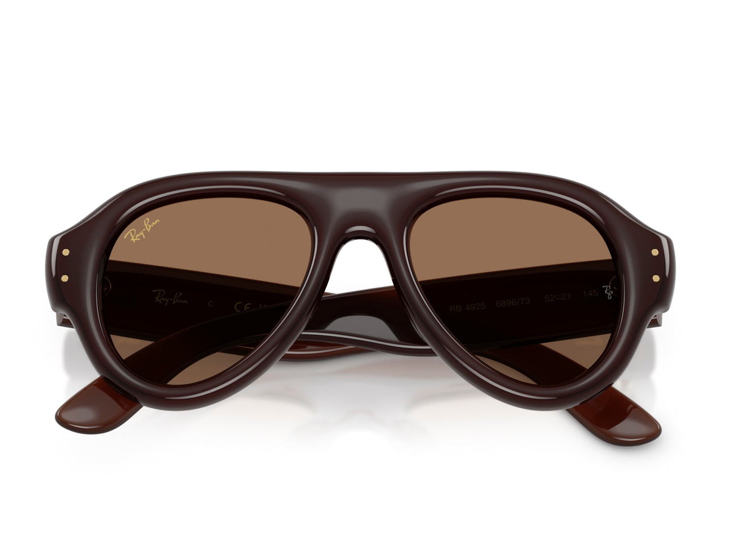 Ray Ban A$AP Rocky Aviator Puffer Sunglasses in Transparent Dark Brown w/ Dark Brown PA Bio — view 4