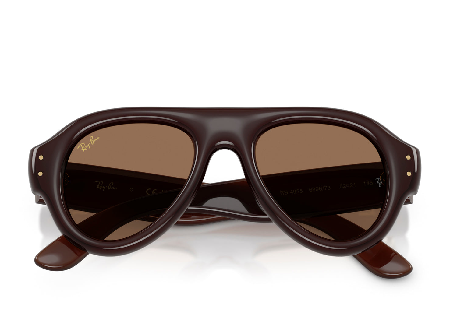 Ray Ban A$AP Rocky Aviator Puffer Sunglasses in Transparent Dark Brown w/ Dark Brown PA Bio — view 4