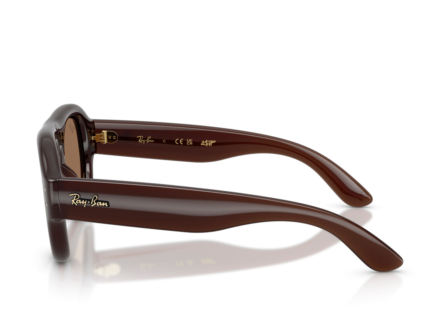 Ray Ban A$AP Rocky Aviator Puffer Sunglasses in Transparent Dark Brown w/ Dark Brown PA Bio — view 5