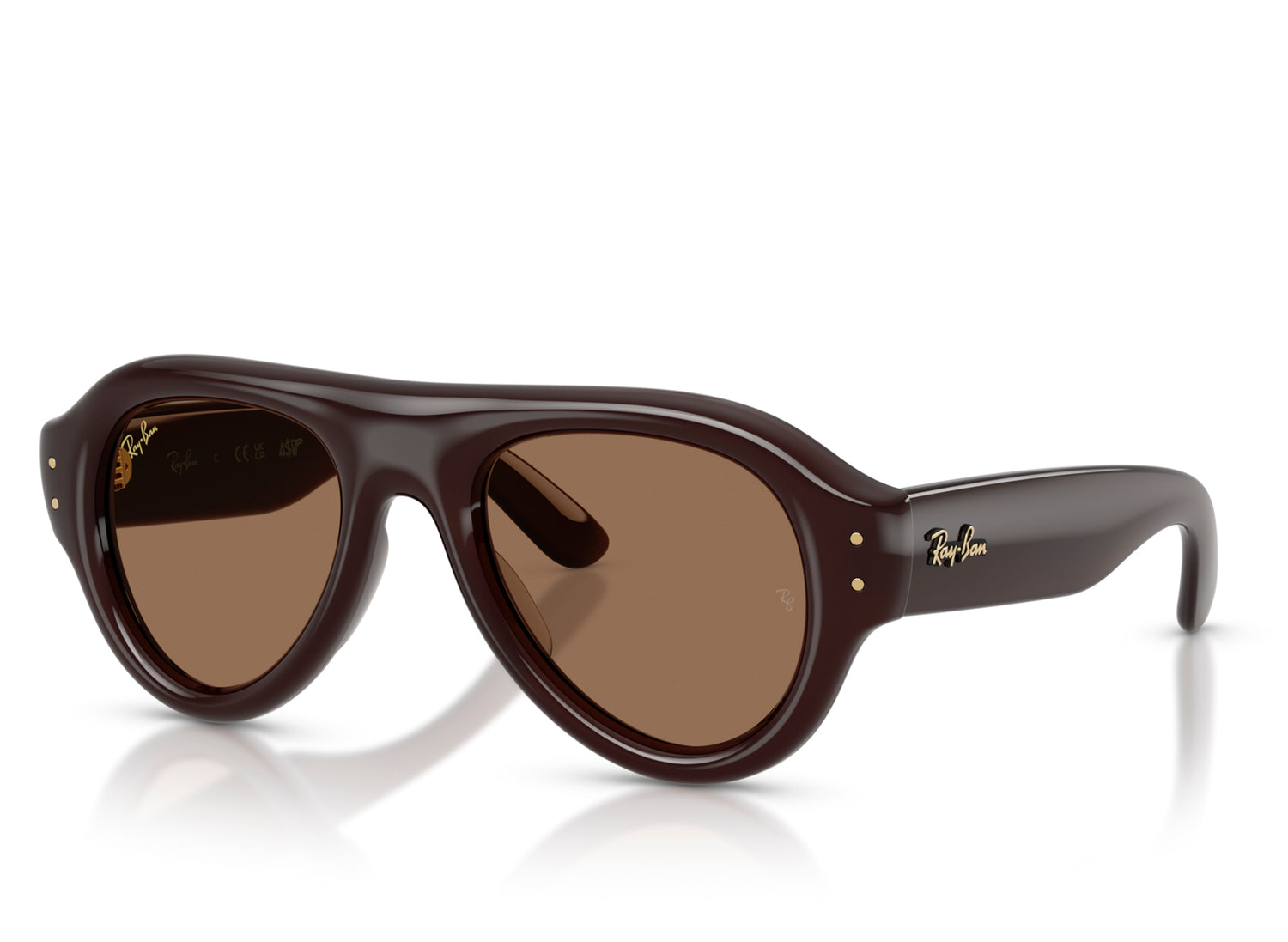 Ray Ban A$AP Rocky Aviator Puffer Sunglasses in Transparent Dark Brown w/ Dark Brown PA Bio — view 6