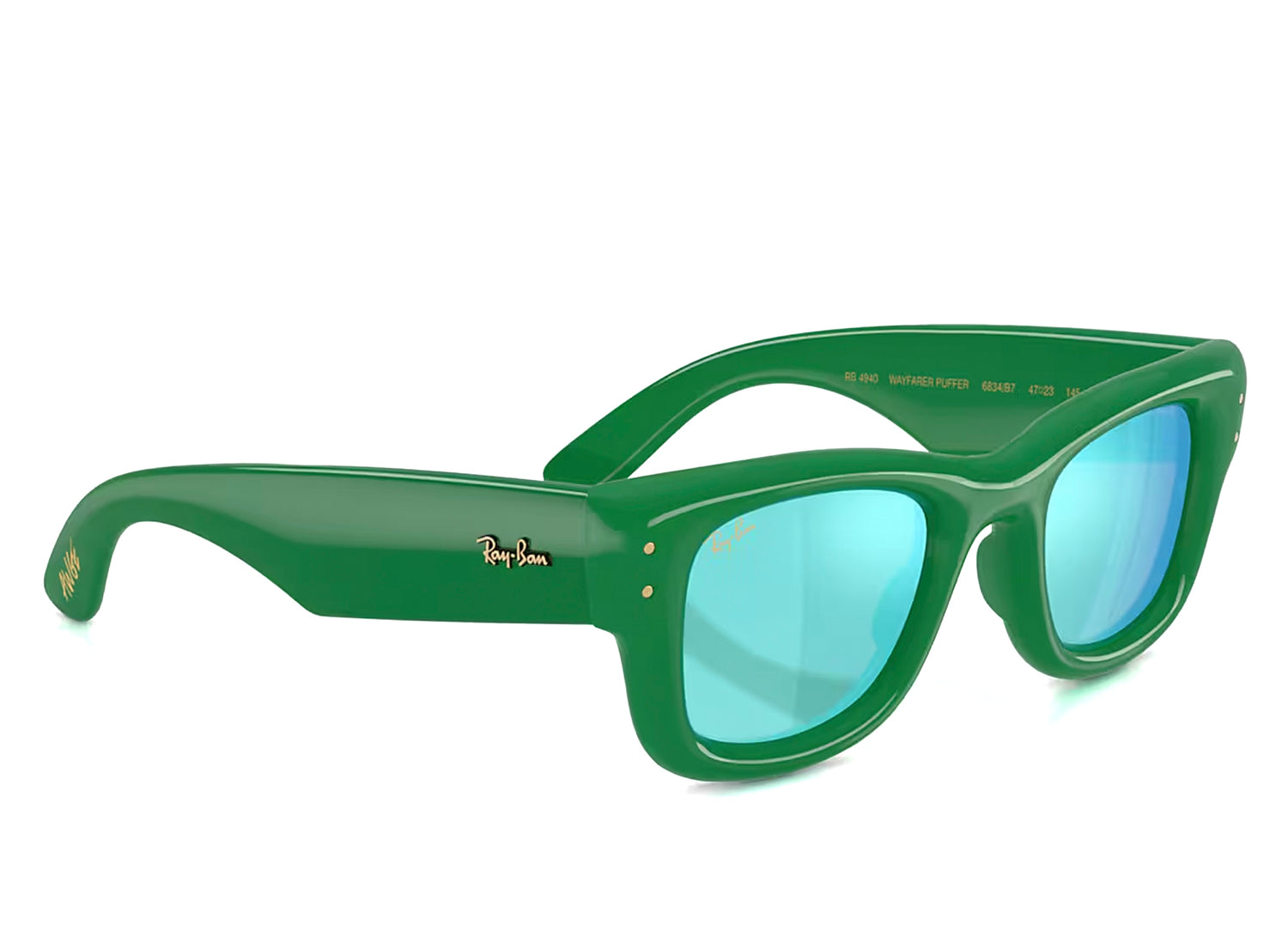 Ray Ban A$AP Rocky Wayfarer Puffer Sunglasses in Green w/ Brown Gradient Dark Brown — view 2