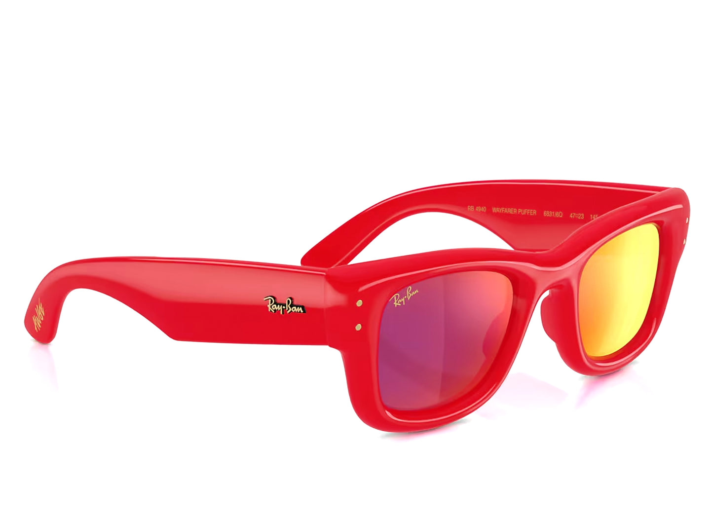 Ray Ban A$AP Rocky Wayfarer Puffer Sunglasses in Red w/ Brown Mirror Orange — view 2