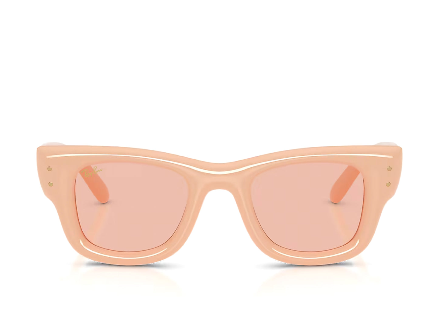 Ray Ban Wayfarer Puffer Solid Nude with Dark Pink Lenses — view 2