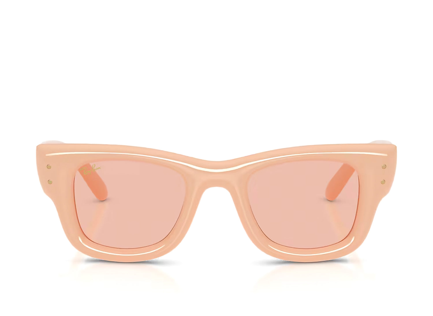 Ray Ban Wayfarer Puffer Solid Nude with Dark Pink Lenses — view 2