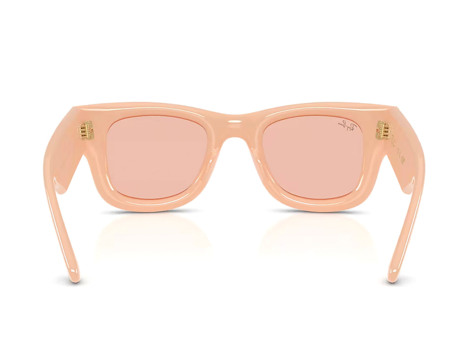 Ray Ban Wayfarer Puffer Solid Nude with Dark Pink Lenses — view 4