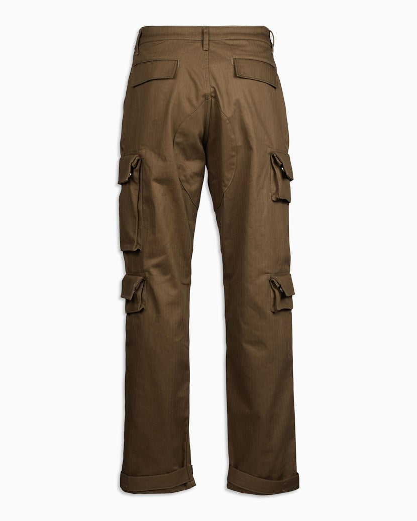 Reese Cooper Herringbone Cotton Cargo Pants in Coyote