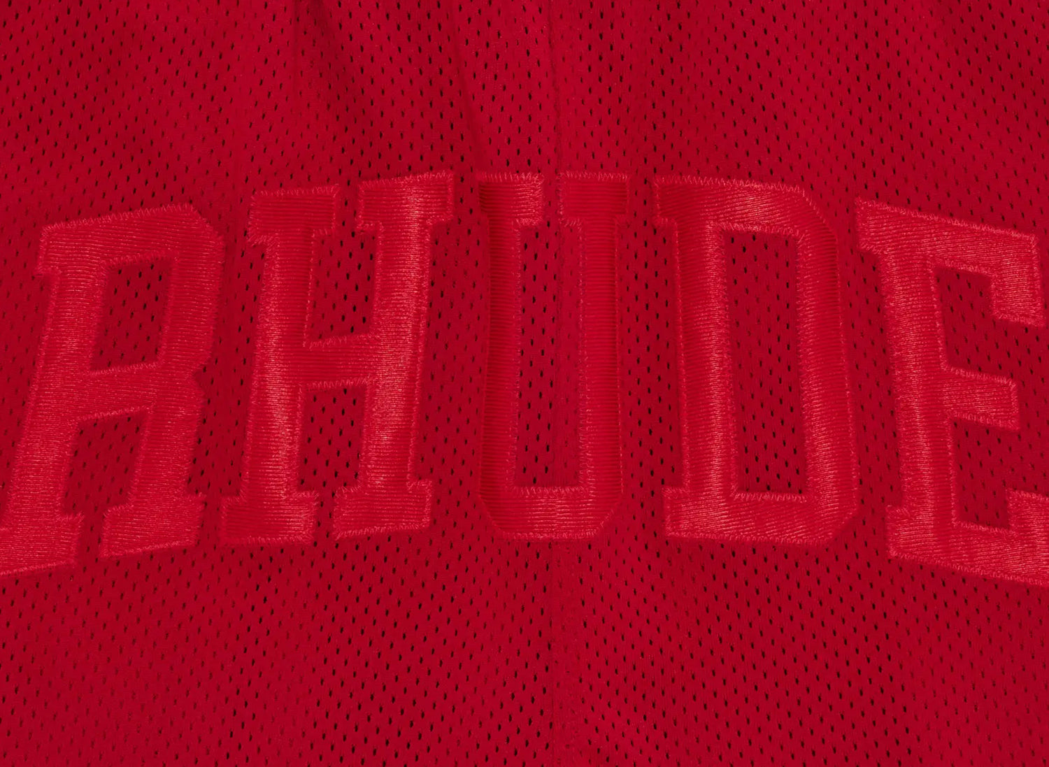 Rhude Baggy Mesh Collegiate Logo Shorts — view 3
