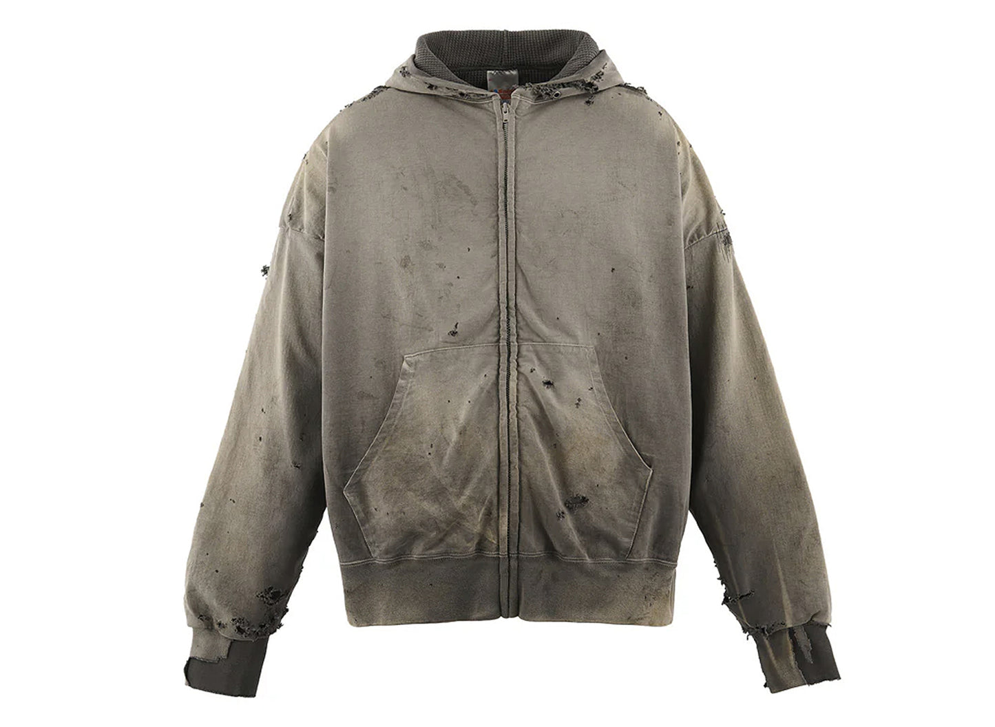 Saint Michael Double Face Zip Hoodie in Charcoal