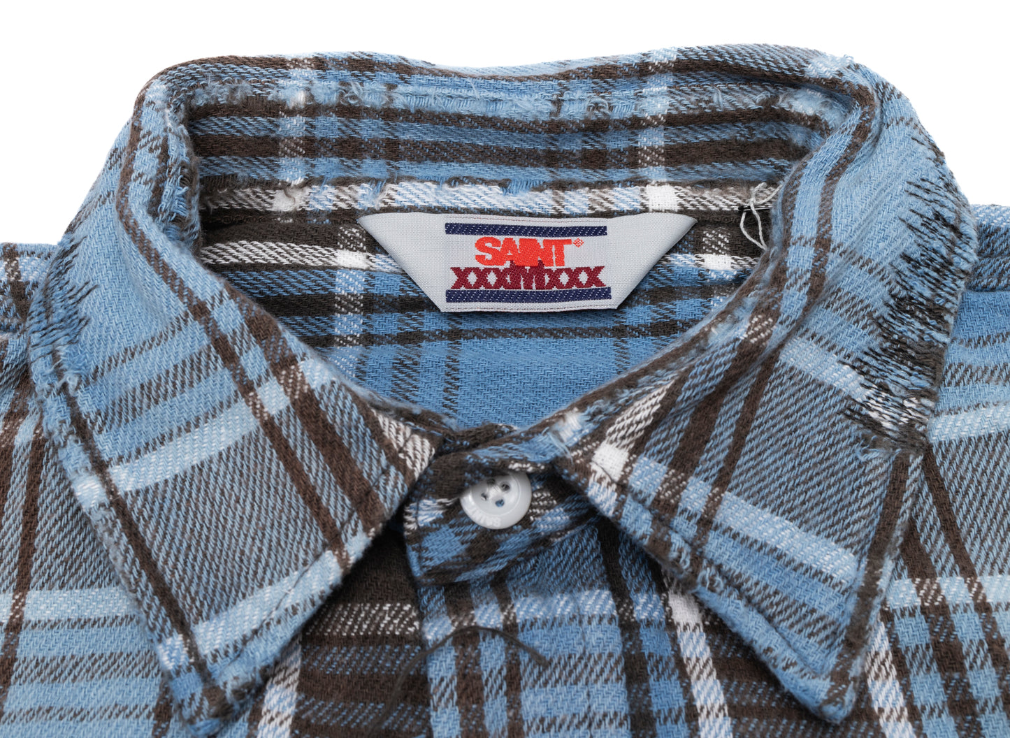 Saint Michael Flannel Shirt in Blue/Grey - view 2