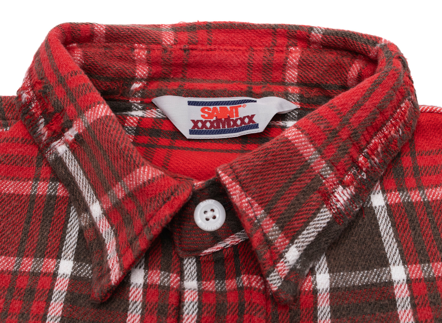 Saint Michael Flannel Shirt in Red/Grey - view 2