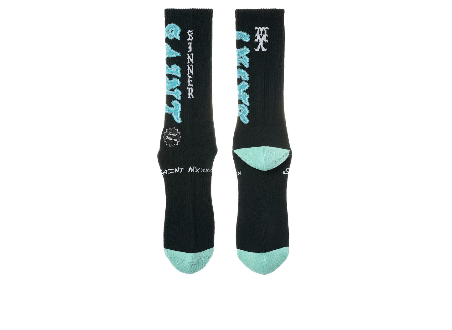 Saint Michael 'Saint' Socks in Black / Blue — view 2