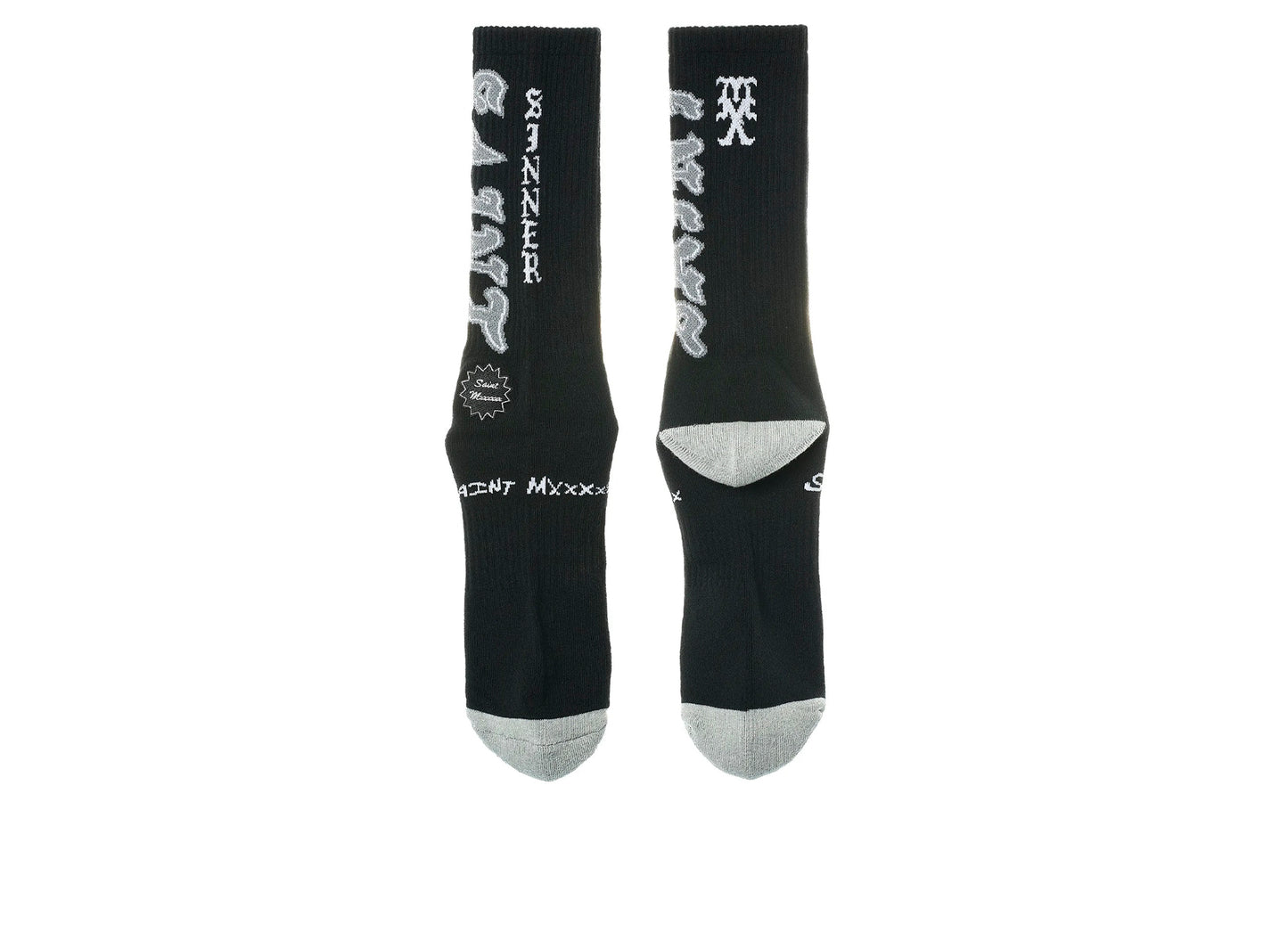 Saint Michael 'Saint' Socks in Black / Gray — view 2