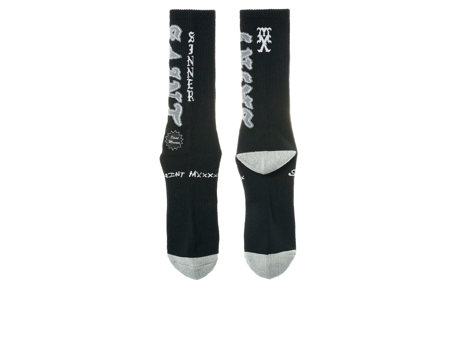 Saint Michael 'Saint' Socks in Black / Gray — view 2