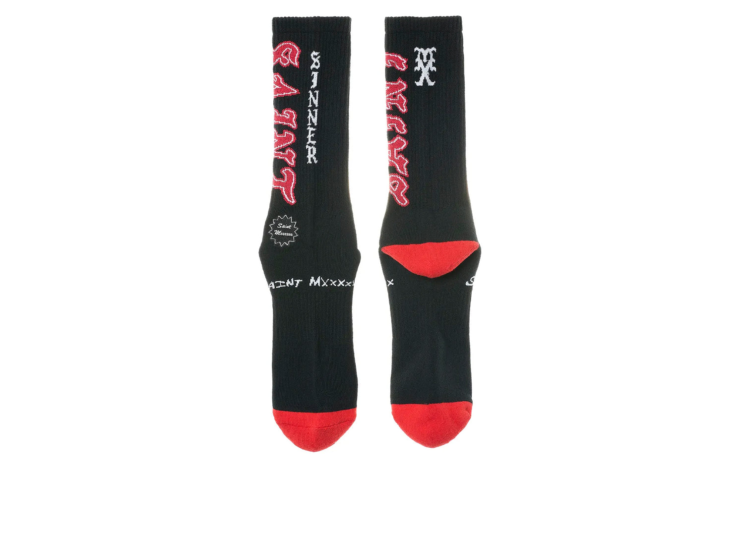 Saint Michael 'Saint' Socks in Black / Red — view 2