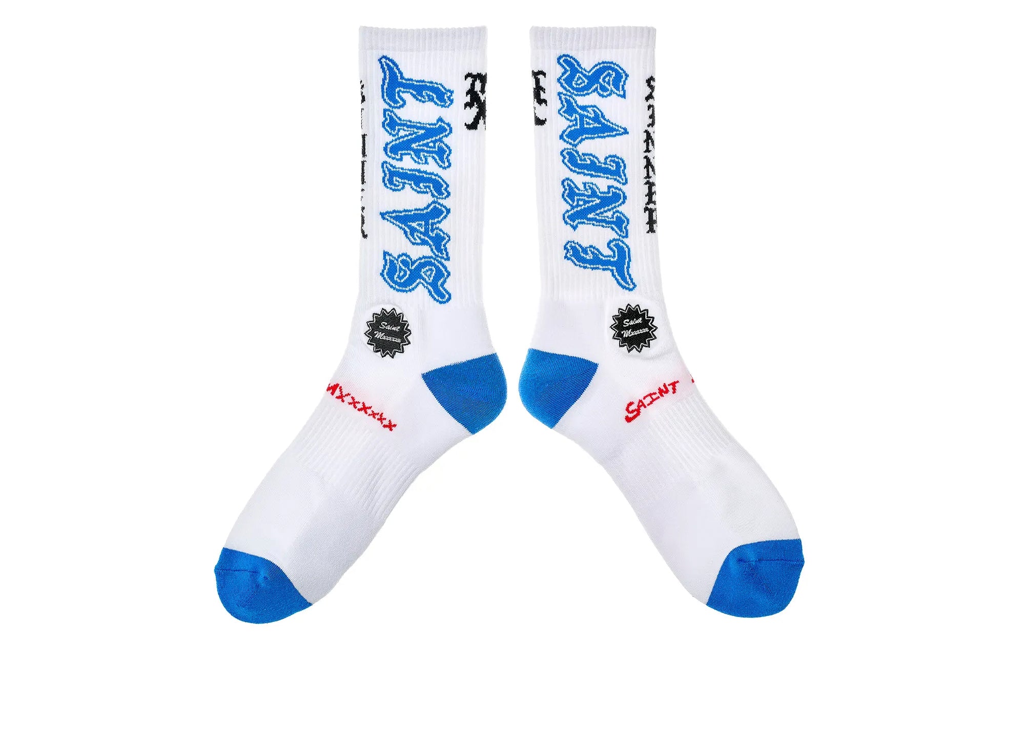 レッグウェア SAINT MICHAEL SOCKS / SINNER WHITE+BLUE Saint Michael 'Saint' Socks in White / Blue | Oneness – Oneness