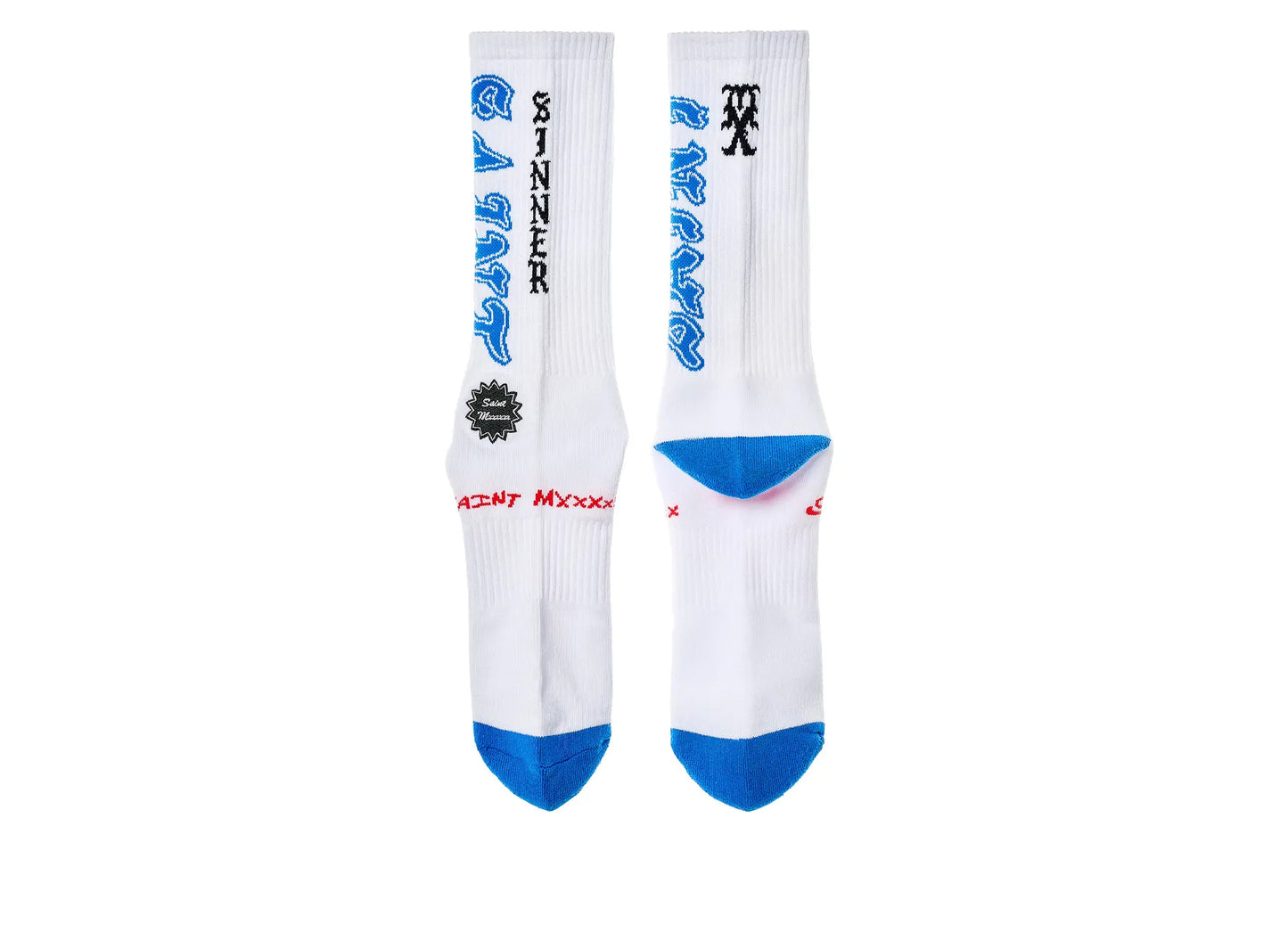 Saint Michael 'Saint' Socks in White / Blue — view 2