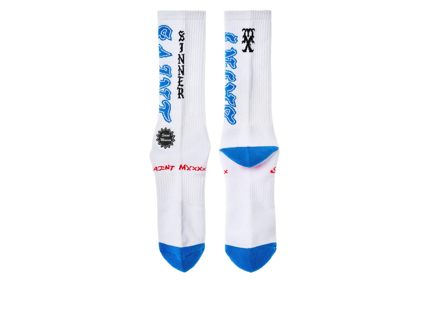 Saint Michael 'Saint' Socks in White / Blue — view 2
