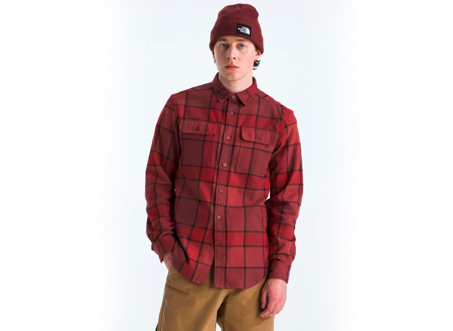 The North Face Arroyo Flannel Shirt in Plaid Sumac Red — view 2