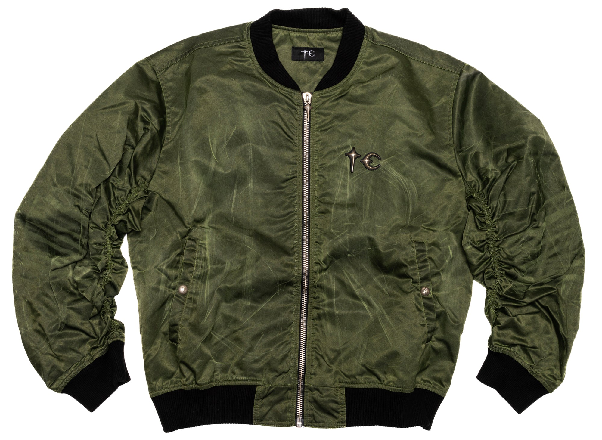 THUG CLUB MA-1 フライトジャケット カーキ Thug Club Jamong Two Tone Washed MA-1 Jacket in Khaki – Oneness