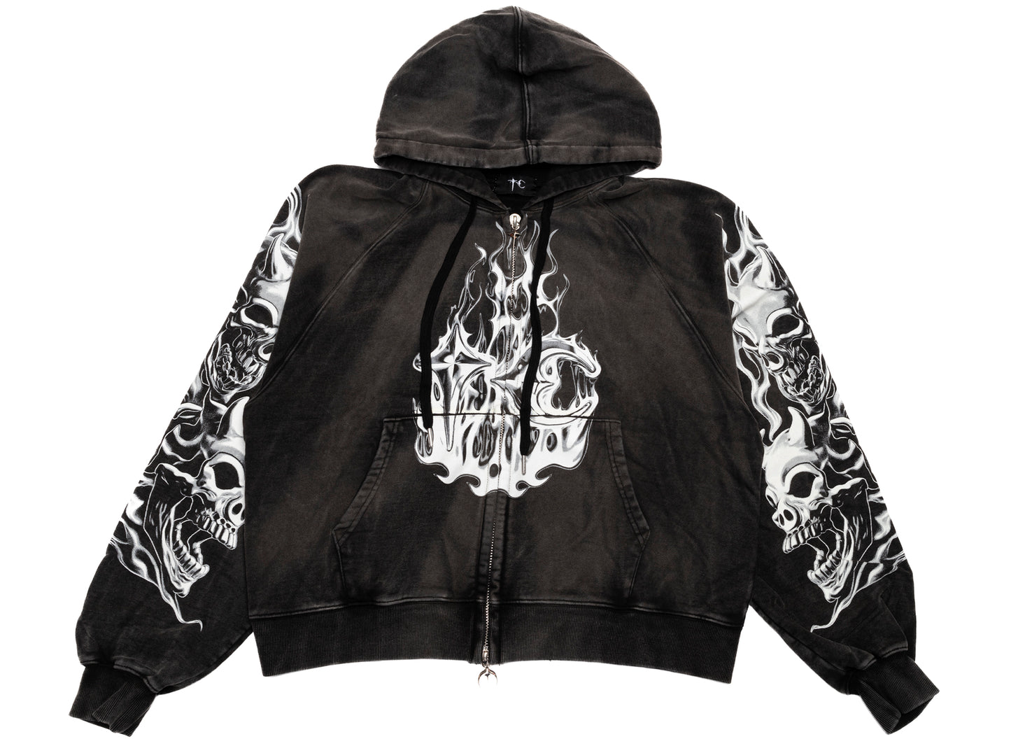 Thug Club Six Riding Skull Zip-Up Hoodie in Black