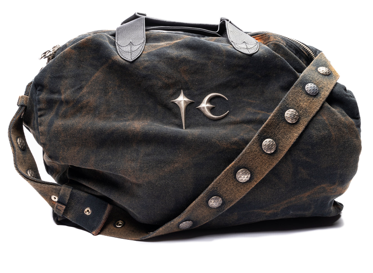 Thug Club Two Tone Washed Canvas Crossbody Bag in Rust Black