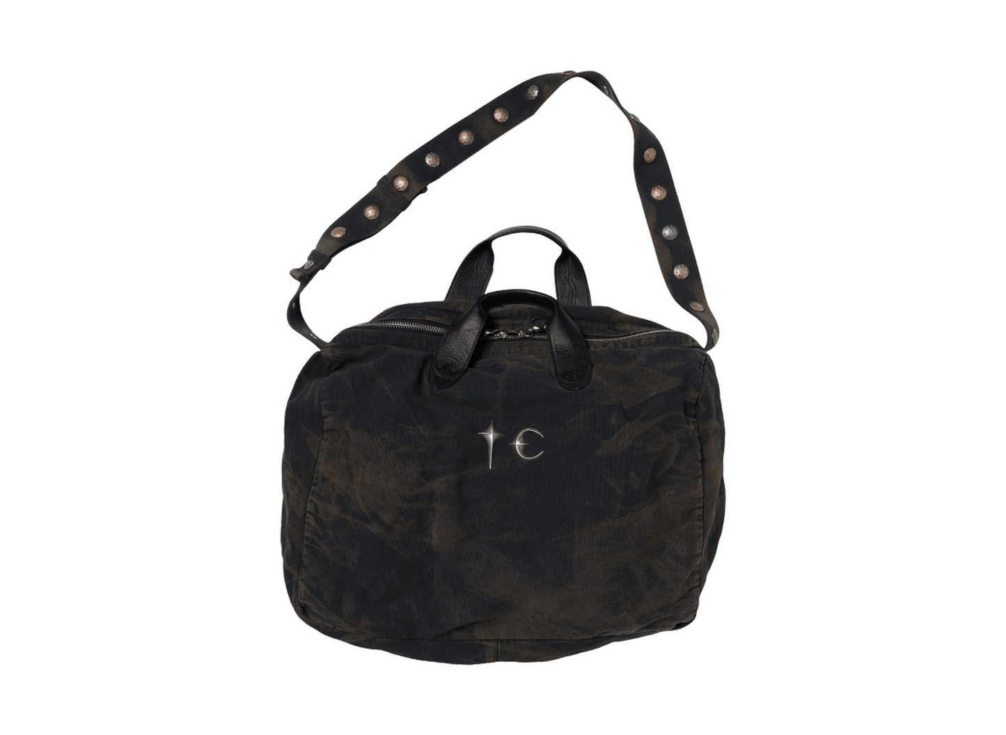 Thug Club Two Tone Washed Canvas Crossbody Bag in Rust Black