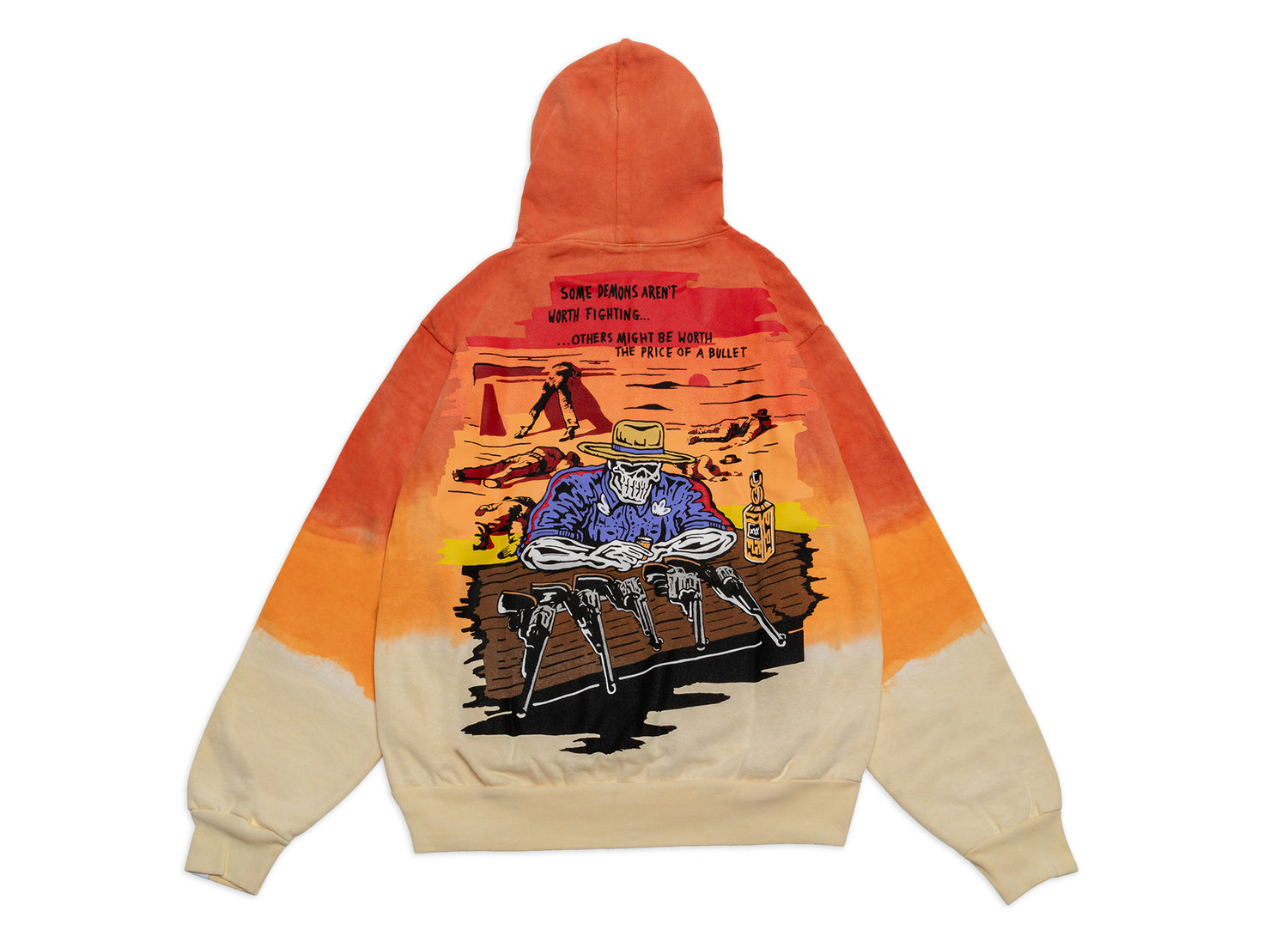 Warren Lotas Five Guns Dip Dye Hoodie in Tan Orange Gradient — view 4