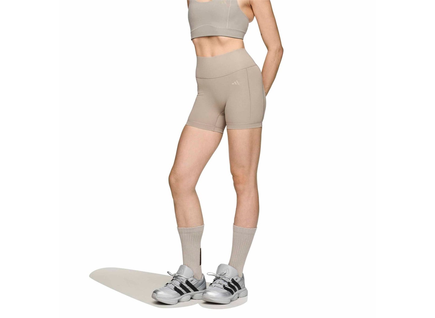 Women's Adidas x Entire Studios OPT 4IN Shorts in Putty Beige — view 4