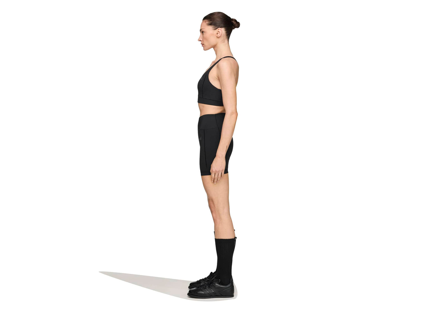 Women's Adidas x Entire Studios Optime Short Training Leggings in Black — view 2