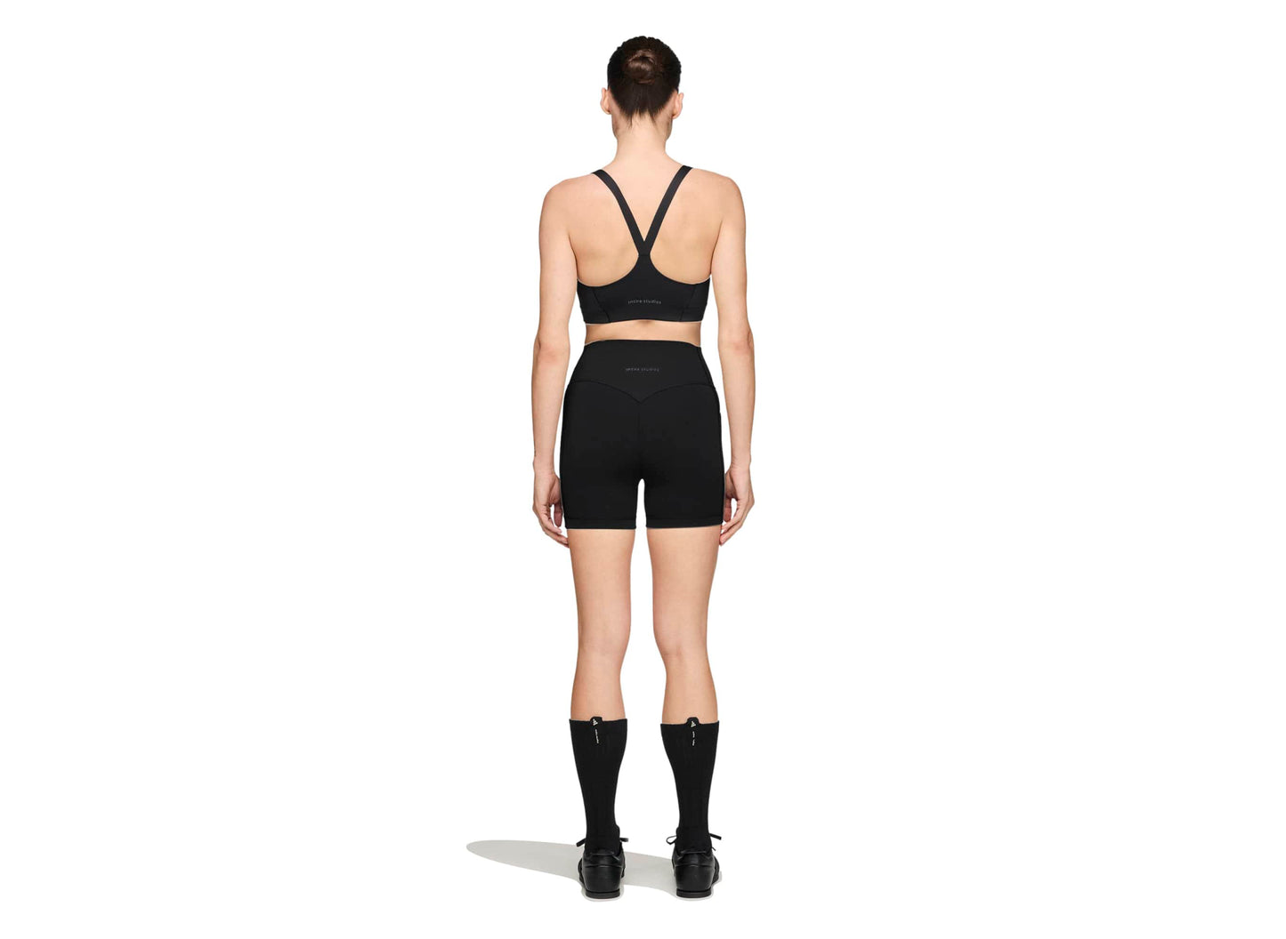 Women's Adidas x Entire Studios Optime Short Training Leggings in Black — view 3