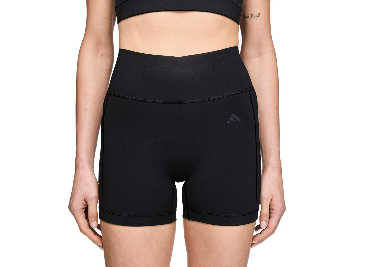 Women's Adidas x Entire Studios Optime Short Training Leggings in Black — view 5