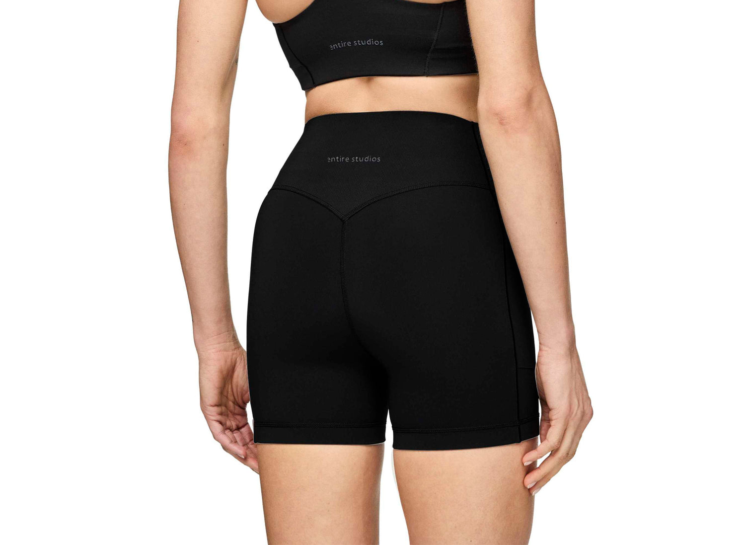Women's Adidas x Entire Studios Optime Short Training Leggings in Black — view 6