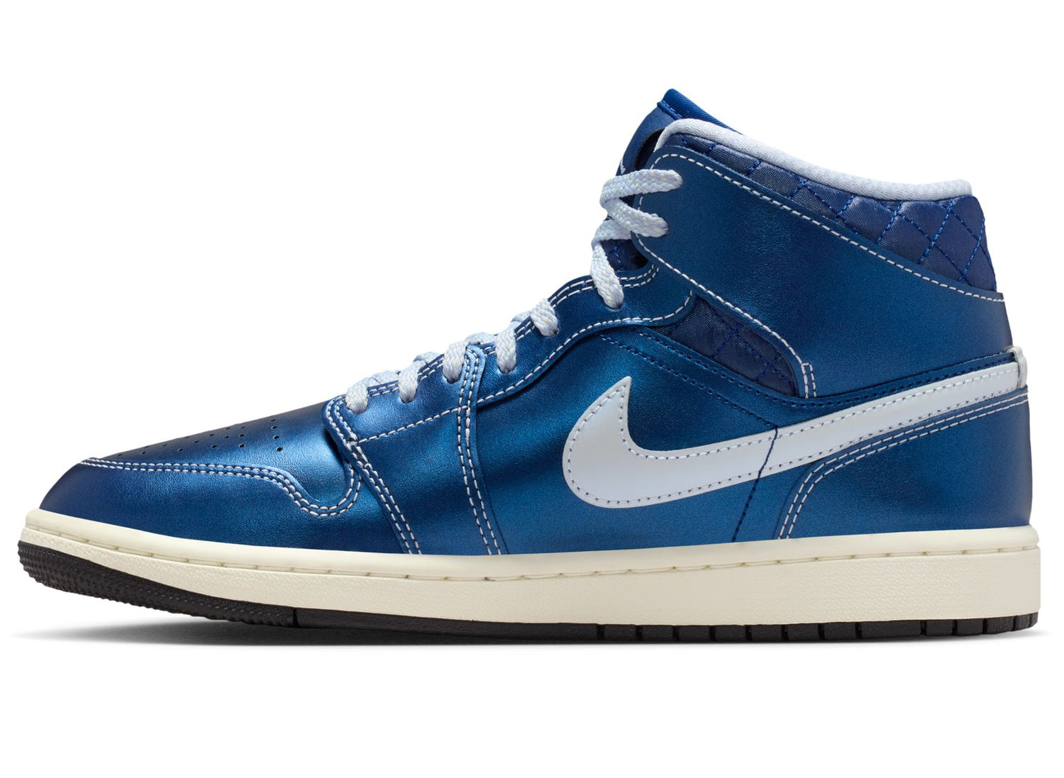 Women's Air Jordan 1 Mid SE in Metallic Blue Quilted - view 3