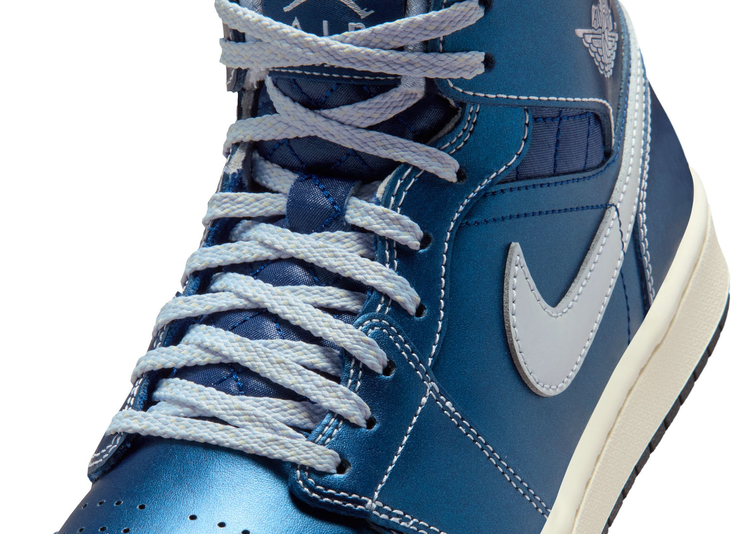 Women's Air Jordan 1 Mid SE in Metallic Blue Quilted - view 7