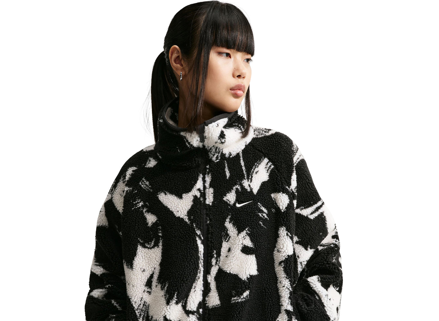 Women's Nike Sportswear Oversized High-Pile Fleece Top in Black