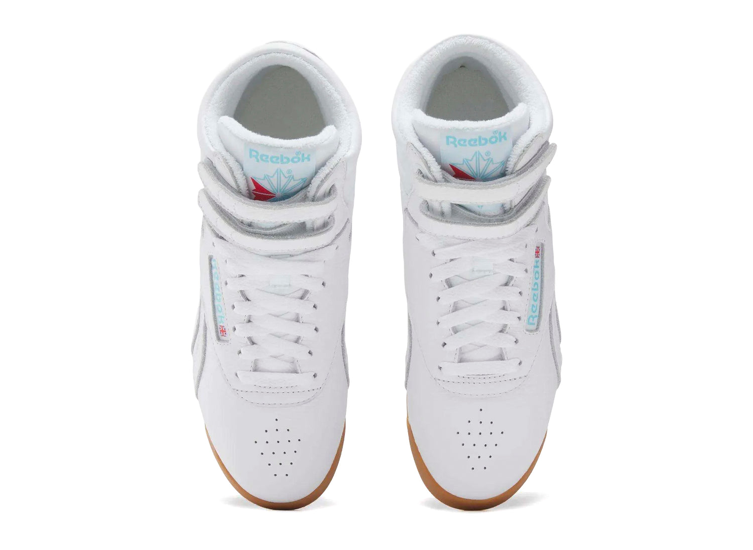 Women's Reebok Freestyle Hi in White / Blue — view 3