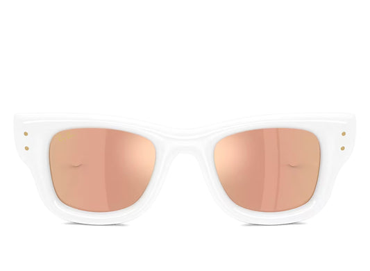 Ray Ban A$AP Rocky Wayfarer Puffer Sunglasses in White w/ Dark Brown Mirror Rose Gold