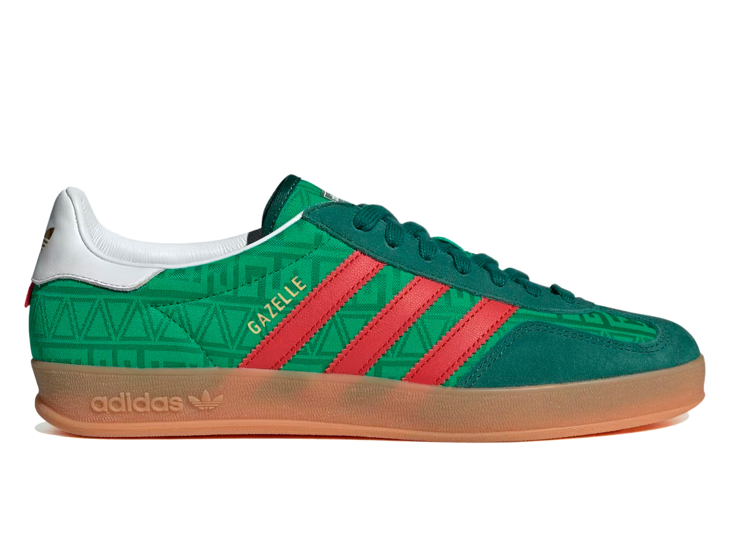 Adidas Gazelle Indoor in Green / Better Scarlet