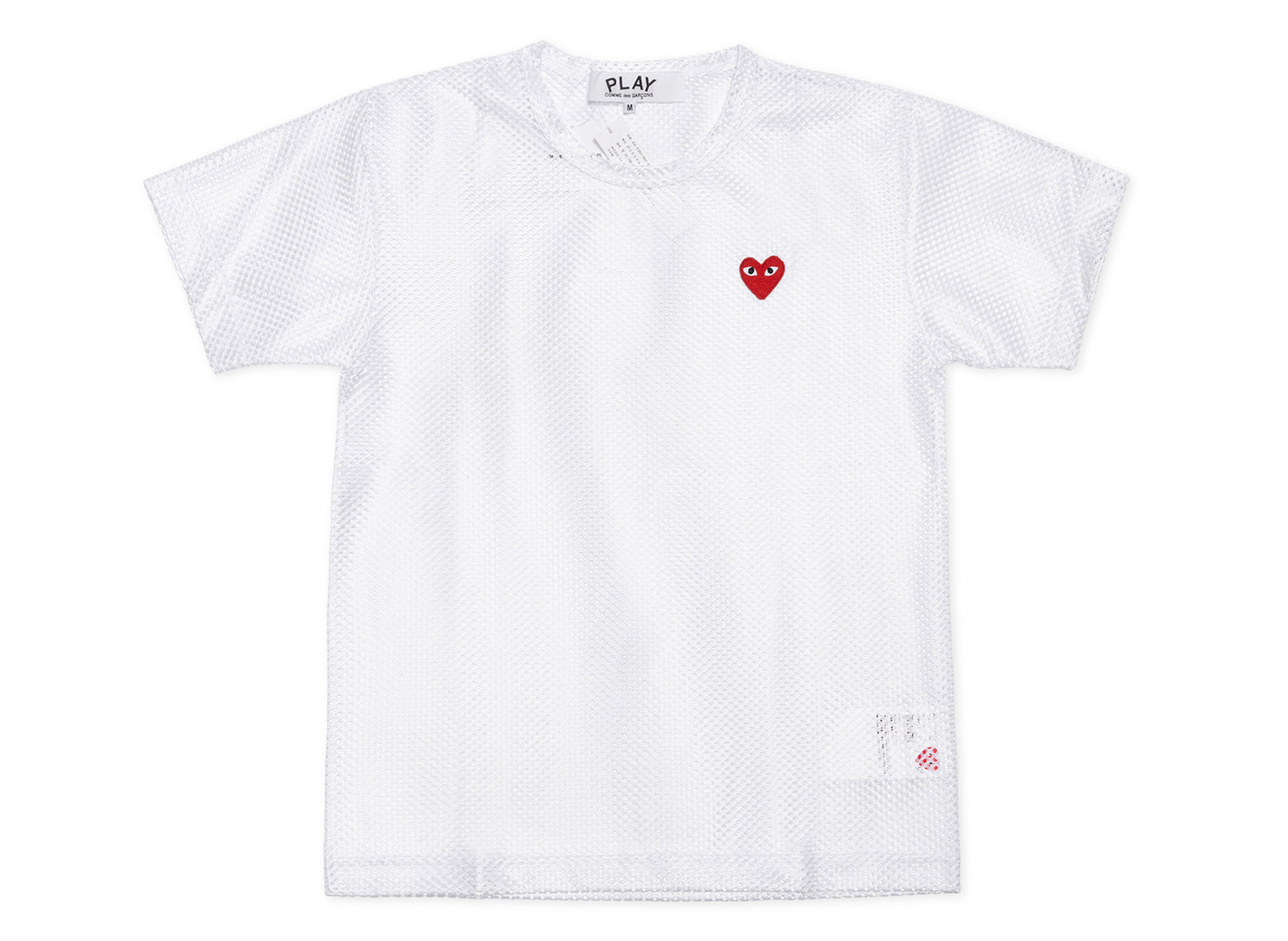 Comme des Garçons Play T-Shirt Mesh Red Emblem in White