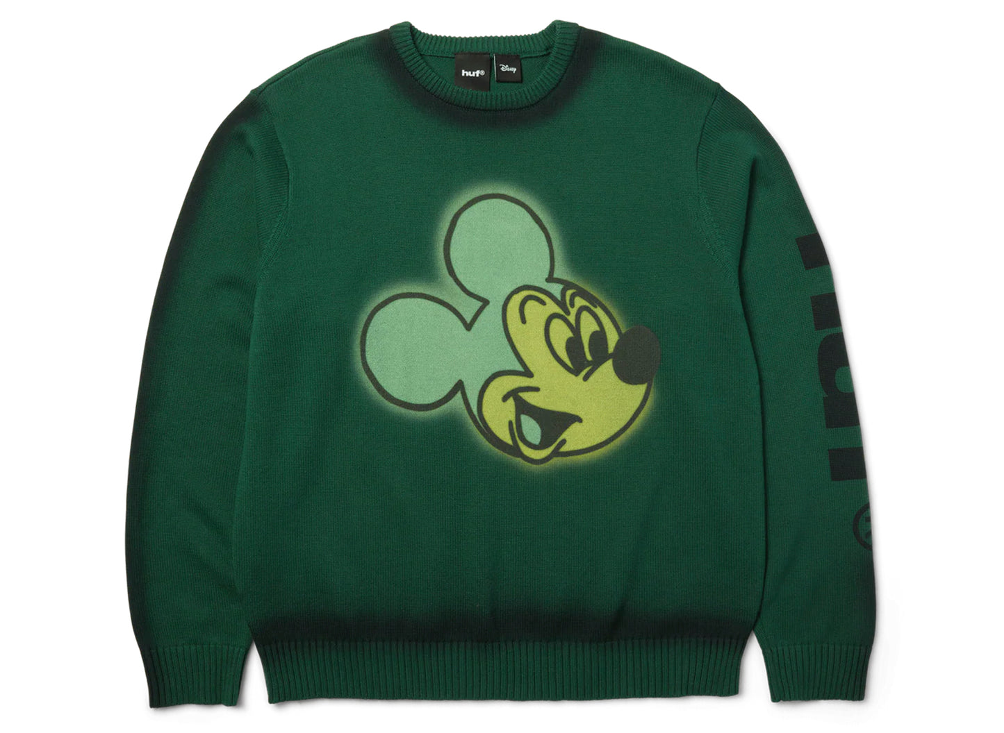 HUF x Mickey Spray Crewneck Sweater in Forest Green