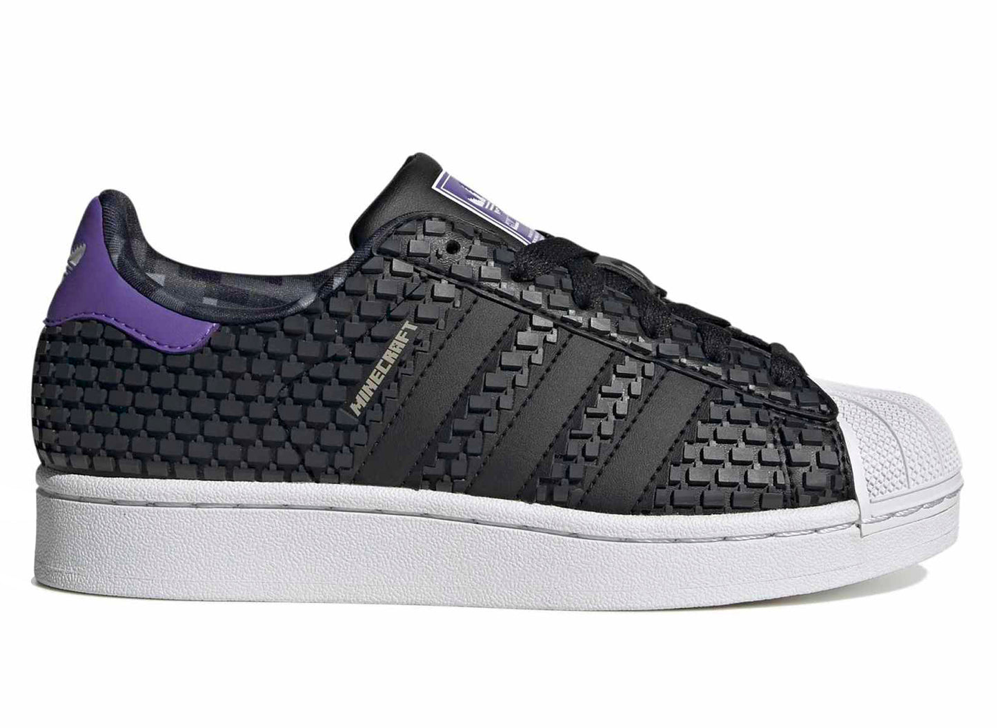 adidas Minecraft Superstar II Shoes Black 7 - Kids Originals adidas Minecraft Superstar II Shoes Black 7 - Kids Originals