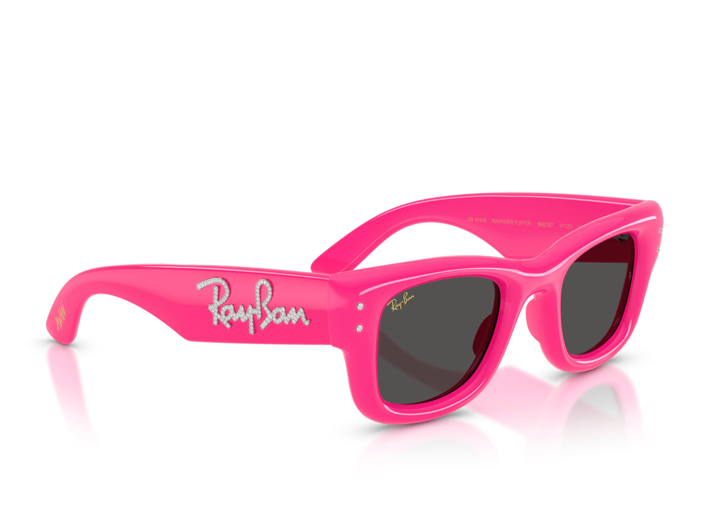 Ray Ban Wayfarer Puffer Pink with Strass W/ Dark Grey Lenses