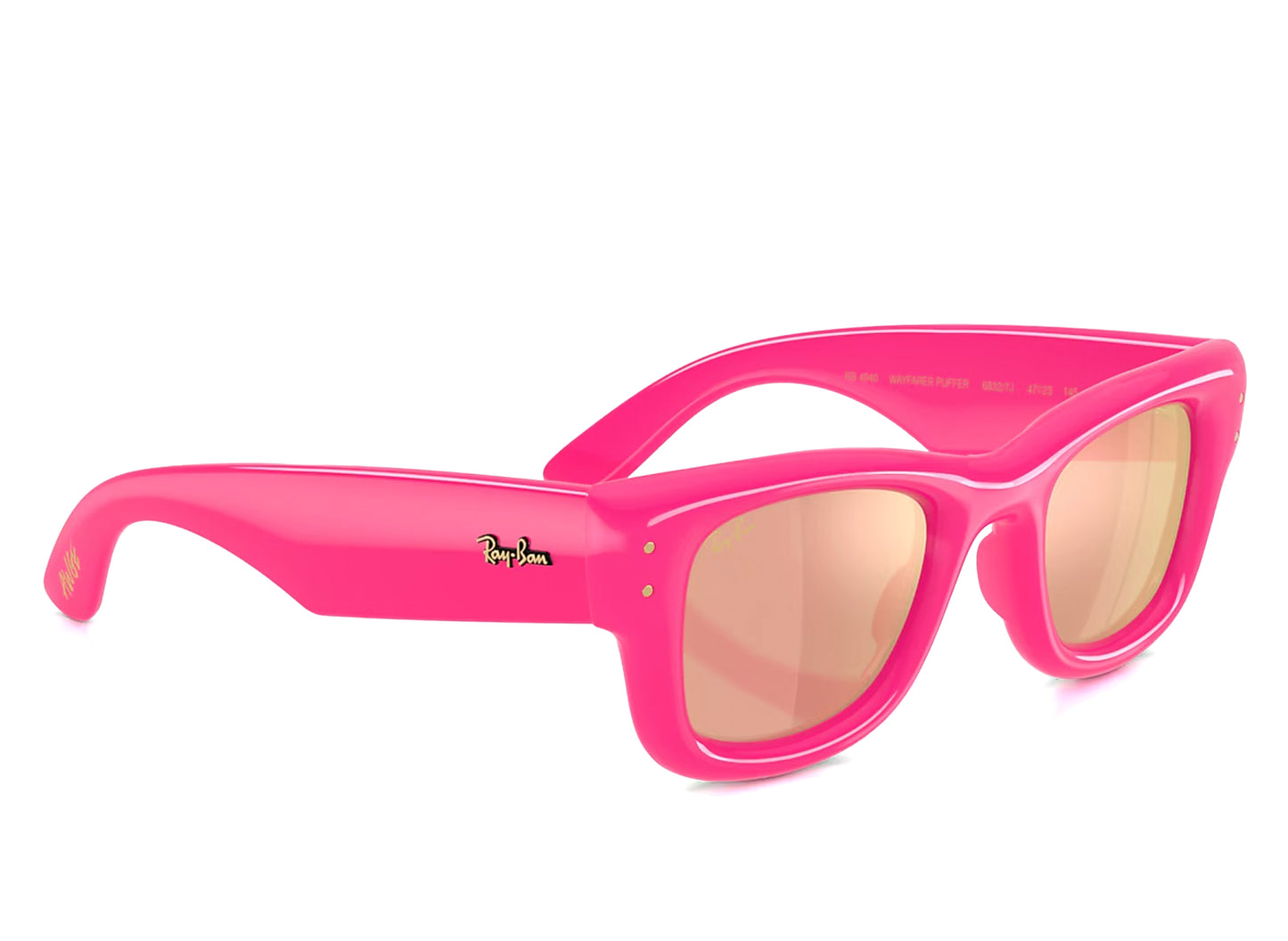 Ray Ban A$AP Rocky Wayfarer Puffer Sunglasses in Pink w/ Dark Brown Mirror Rose Gold