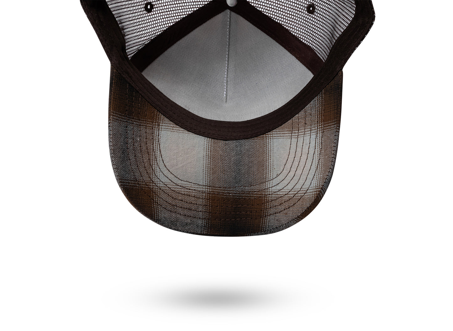 Pleasures Happier Plaid Trucker Cap in Brown