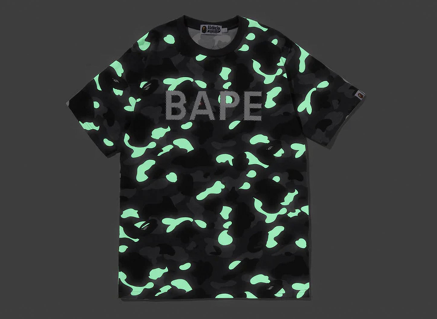 A Bathing Ape City Camo Rhinestone Bape Logo Tee in Black