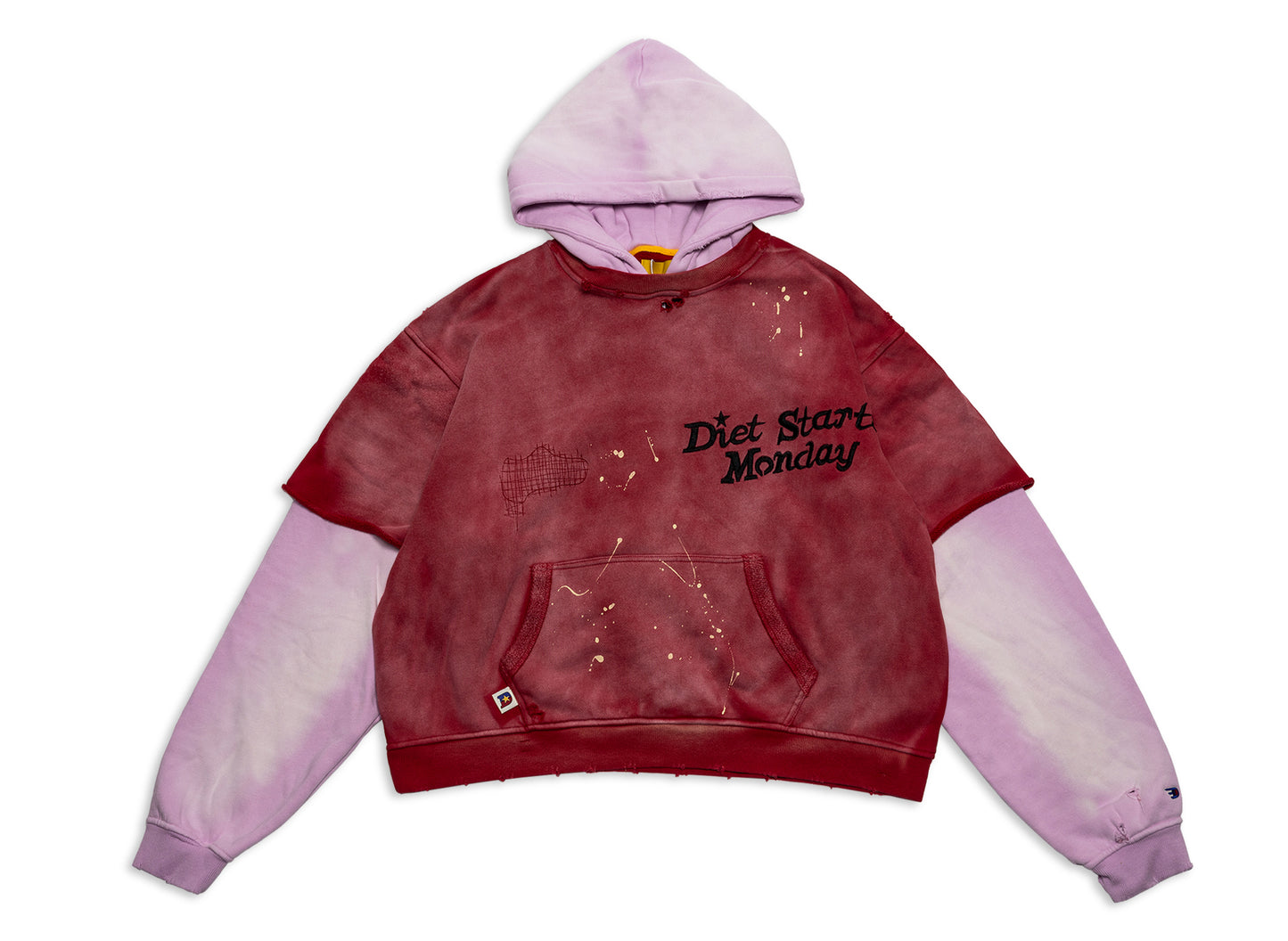 Diet Starts Monday DSM Double Layer Hoodie in Washed Red / Pink