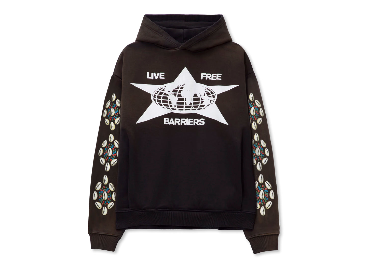 Barriers Cowrie Shell Hidden Pocket Hoodie in Green Marble Dye