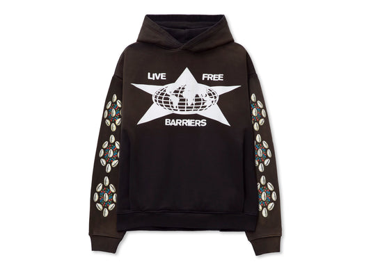 Barriers Cowrie Shell Hidden Pocket Hoodie in Green Marble Dye
