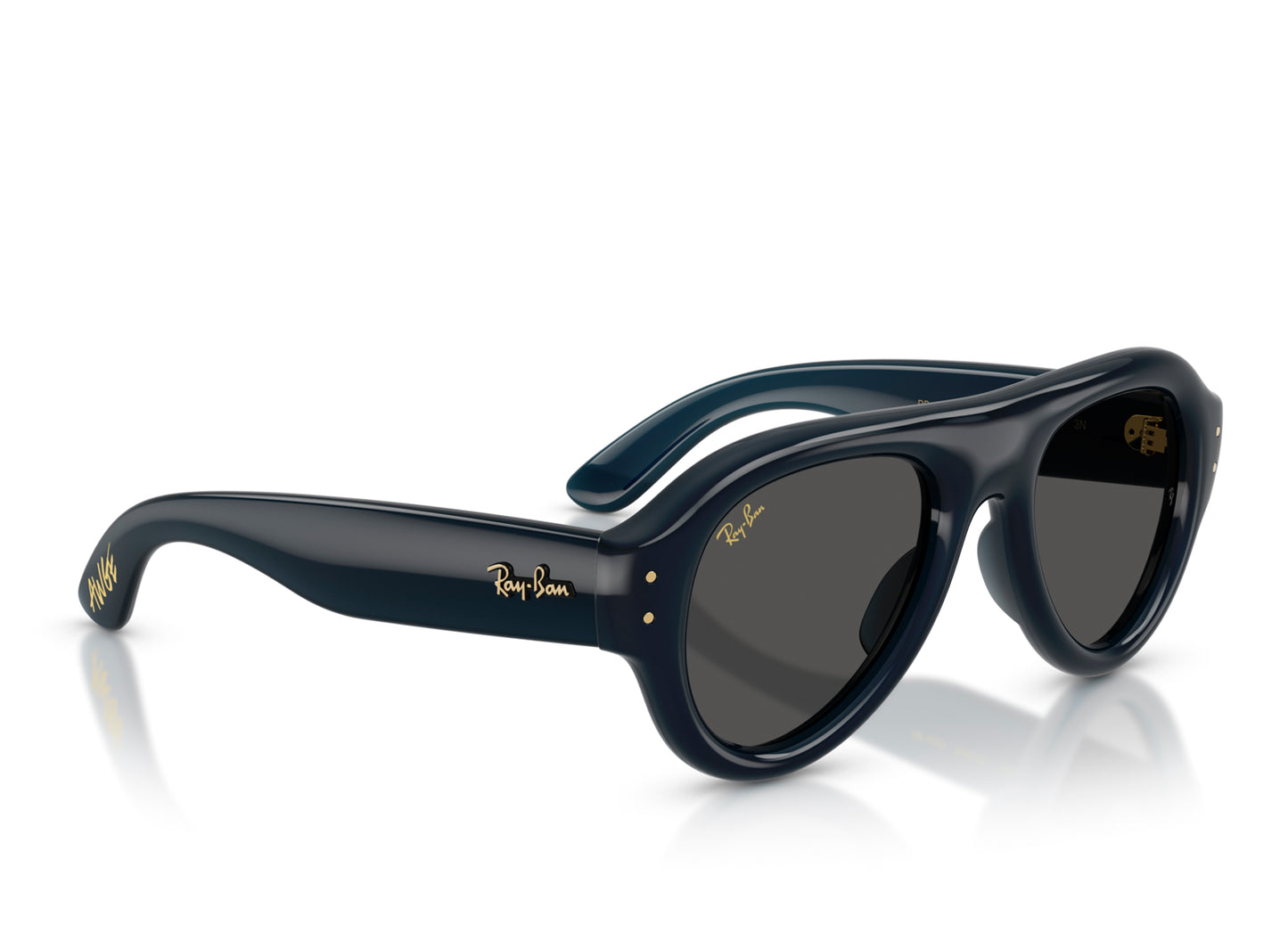 Ray Ban A$AP Rocky Aviator Puffer Sunglasses in Transparent Dark Blue w/ Ultra Black